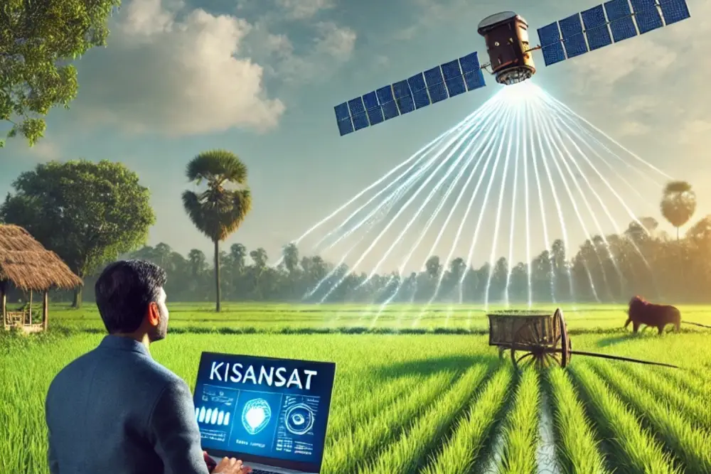 Farmer using KisanSAT